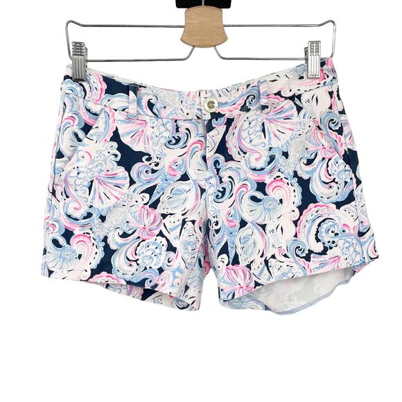 Lilly Pulitzer Womens 5" Callahan Tropical Knit Shorts High Tide Shorts Size 2 - Picture 1 of 6